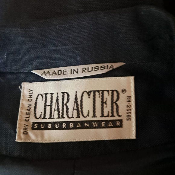 Character Suburbanwear Vintage Navy Double Breasted Linen Blazer Size 16 - Picture 8 of 10